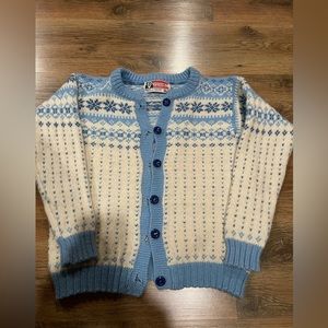 VossKnit Vintage Wool Knit Norwegian style Cardigan Sweater Women
